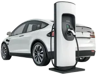 خودرو برقی درحال شارژ با ایستگاه شارژ EV